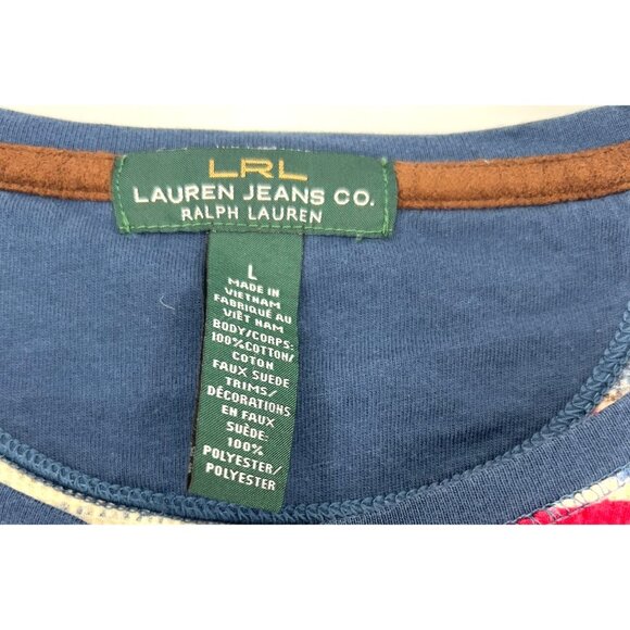 Lauren Ralph Lauren Dress Henley Waffle Knit Aztec Striped Southwestern Dress-L - Picture 3 of 5